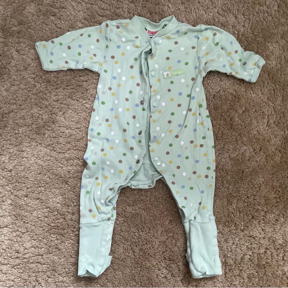 Green with Multicolor Polka Dots Snugabye Convert-A-Foot Sleeper